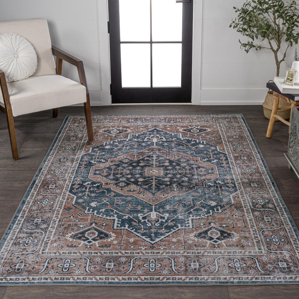 Alacati Ogee Medallion Machine-Washable Runner Rug. Picture 8