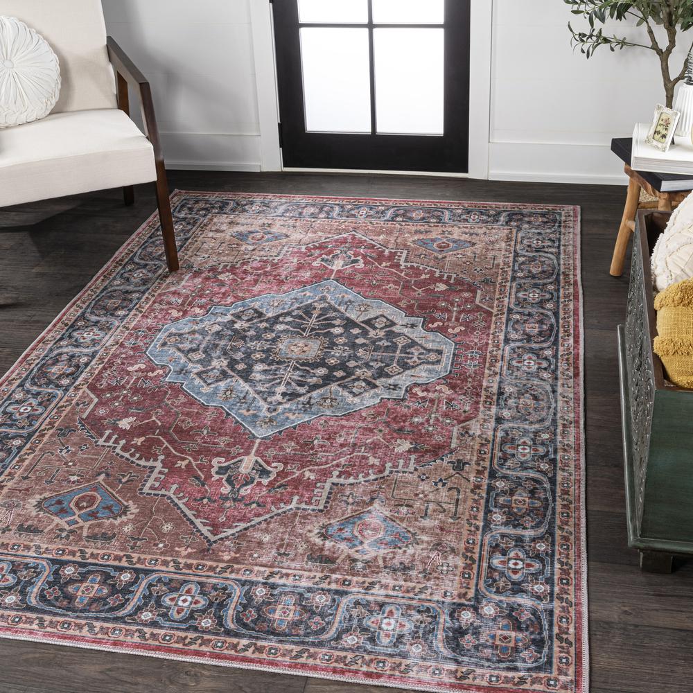 Alacati Ogee Medallion Machine-Washable Runner Rug. Picture 7