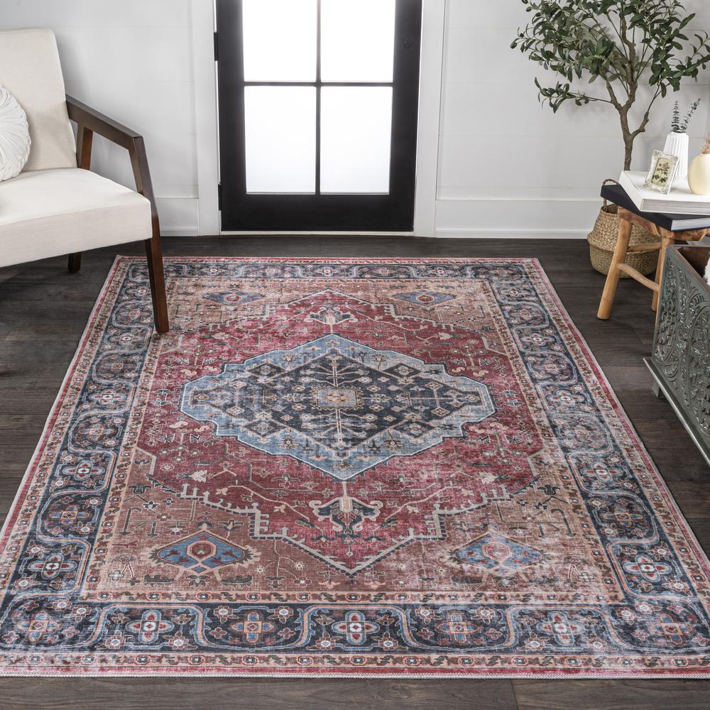 Alacati Ogee Medallion Machine-Washable Runner Rug. Picture 8