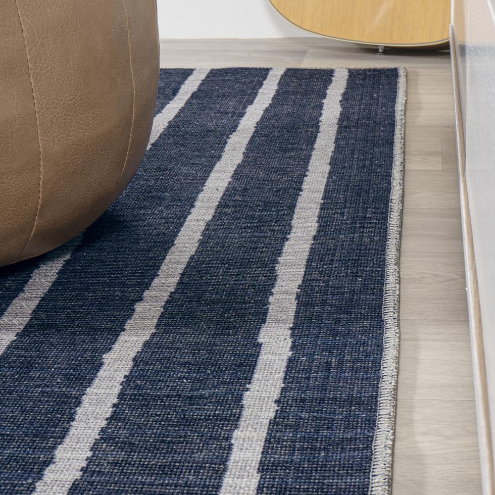 Rand Distressed Ticking Stripe Machine Washable Area Rug. Picture 9