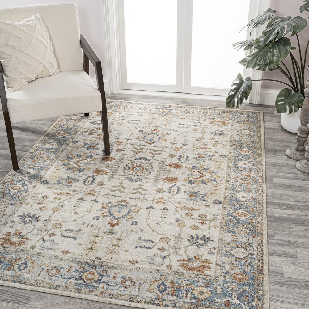 Edith Distressed Medallion Low-Pile Machine-Washable Runner Rug. Picture 7