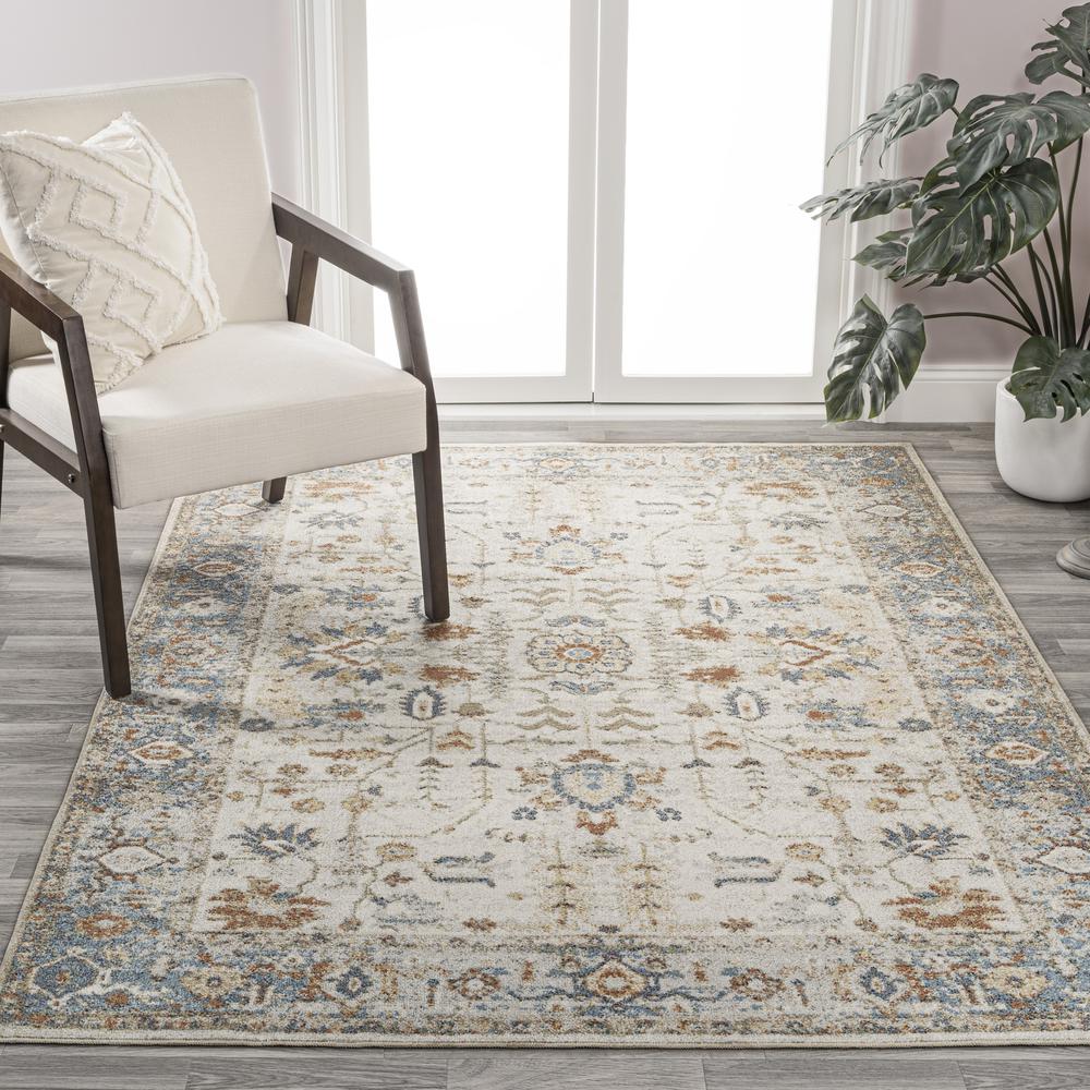 Edith Distressed Medallion Low-Pile Machine-Washable Runner Rug. Picture 8