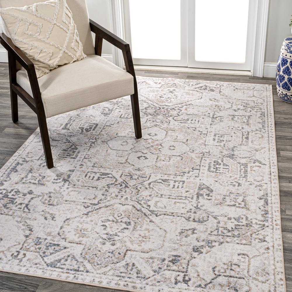 Keesha Bold Distressed Medallion Low-Pile Machine-Washable Runner Rug. Picture 7