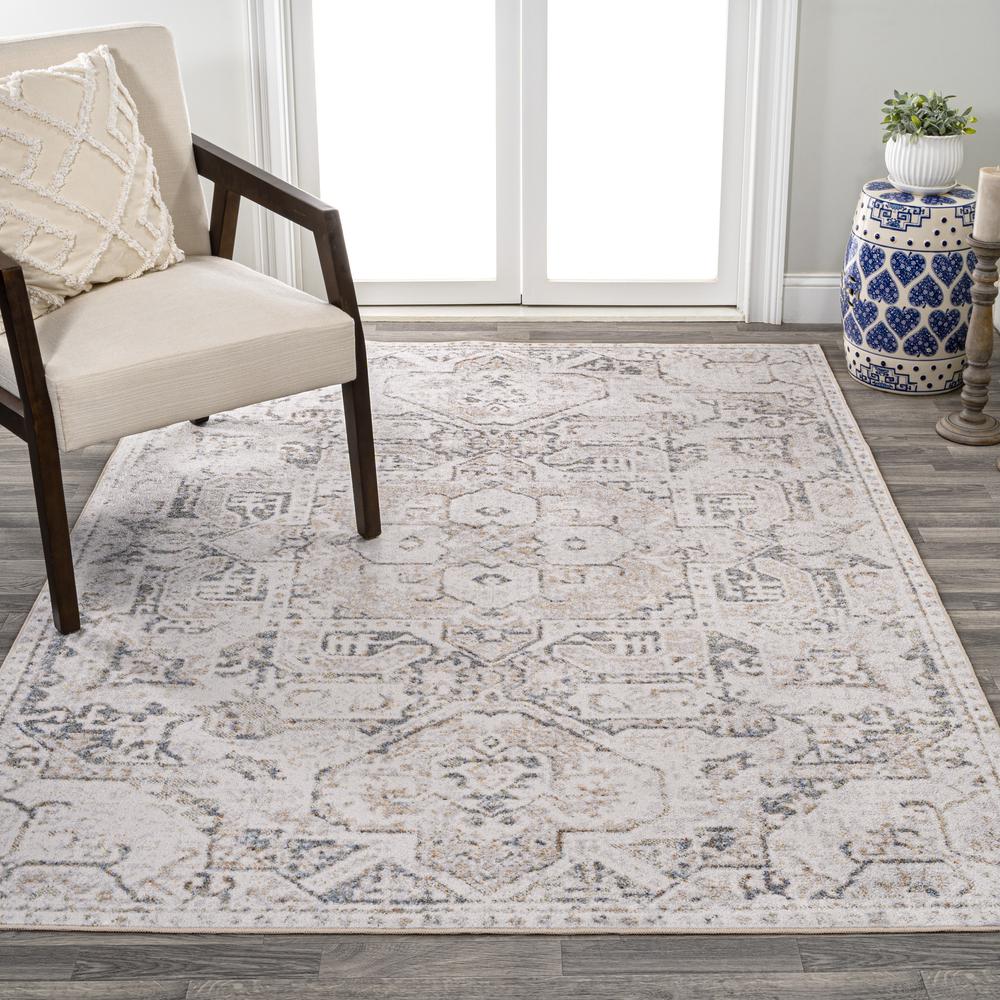 Keesha Bold Distressed Medallion Low-Pile Machine-Washable Runner Rug. Picture 8