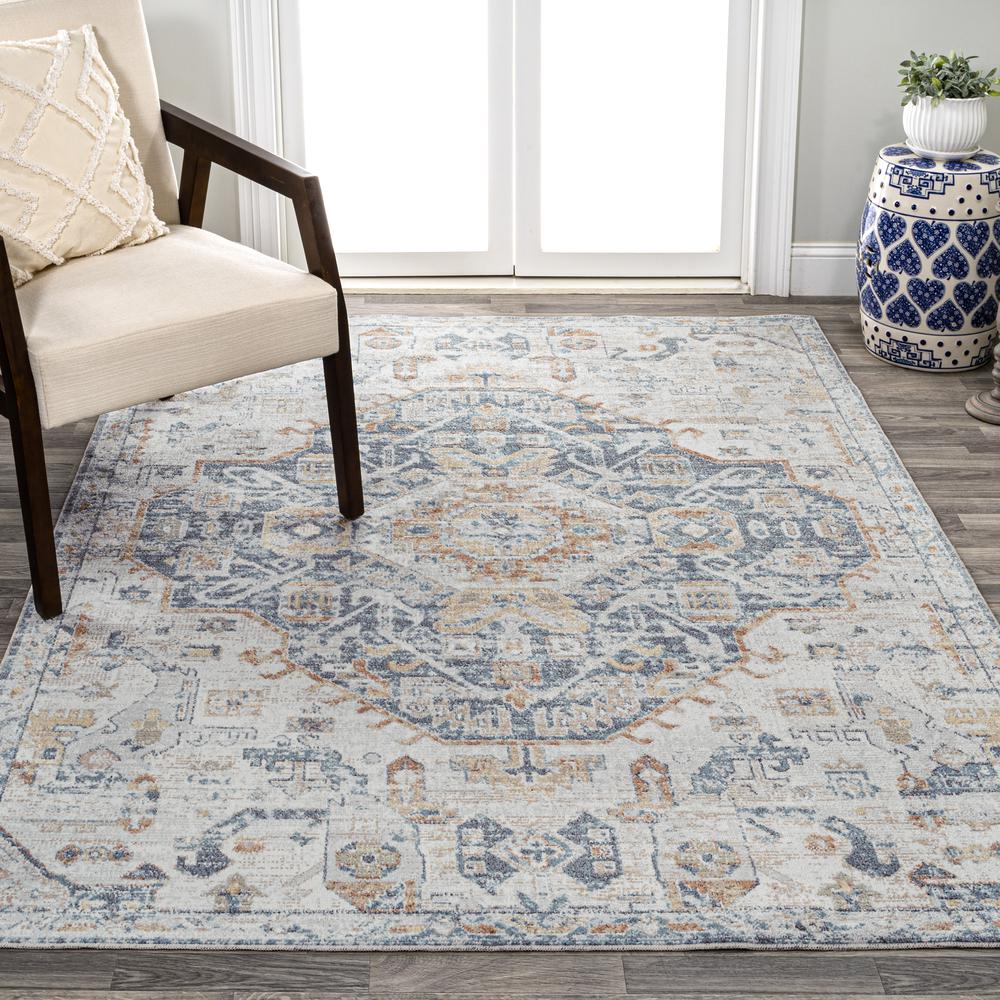 Brandy Rustic Border Low-Pile Machine-Washable Runner Rug. Picture 8