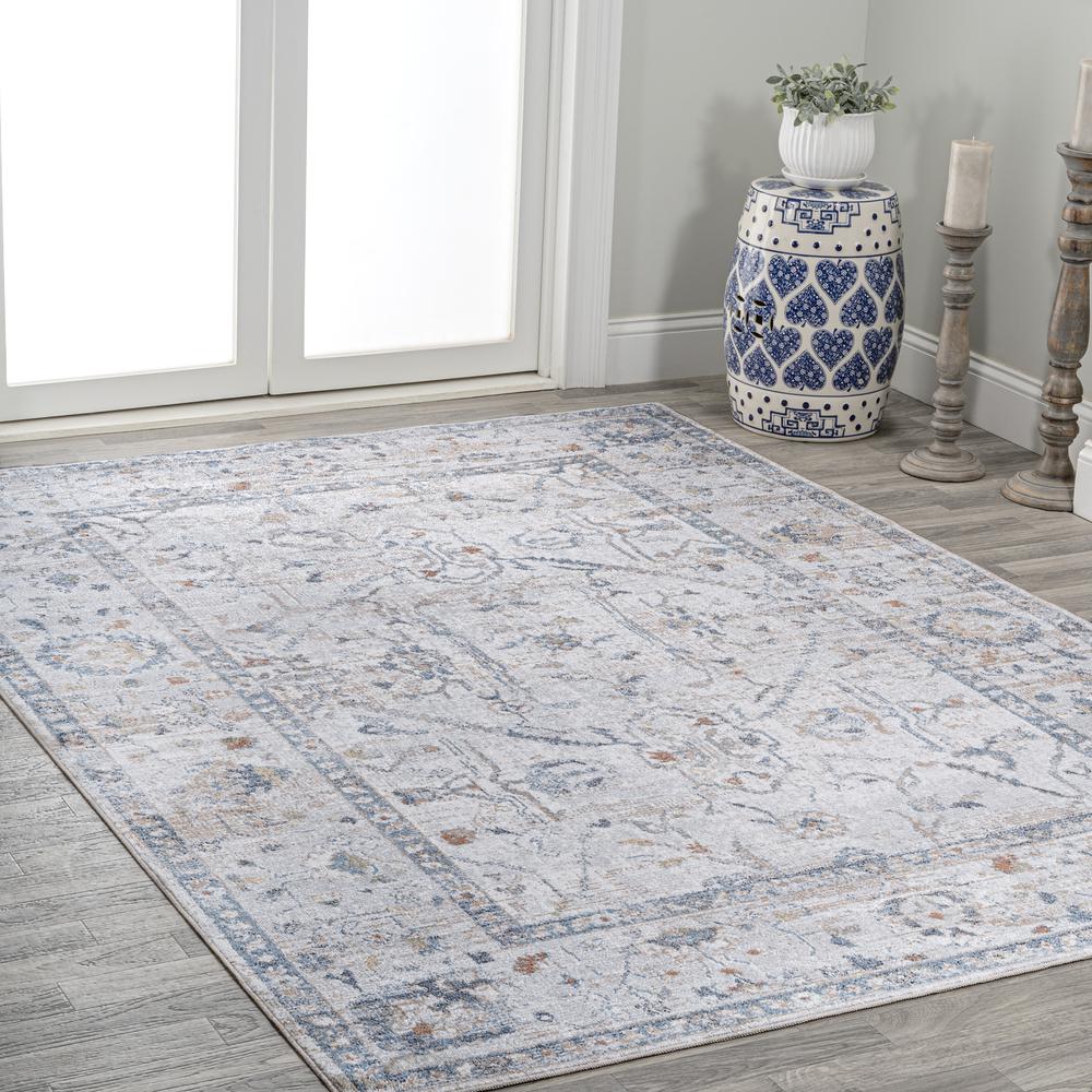 Brandy Rustic Border Low-Pile Machine-Washable Area Rug. Picture 9