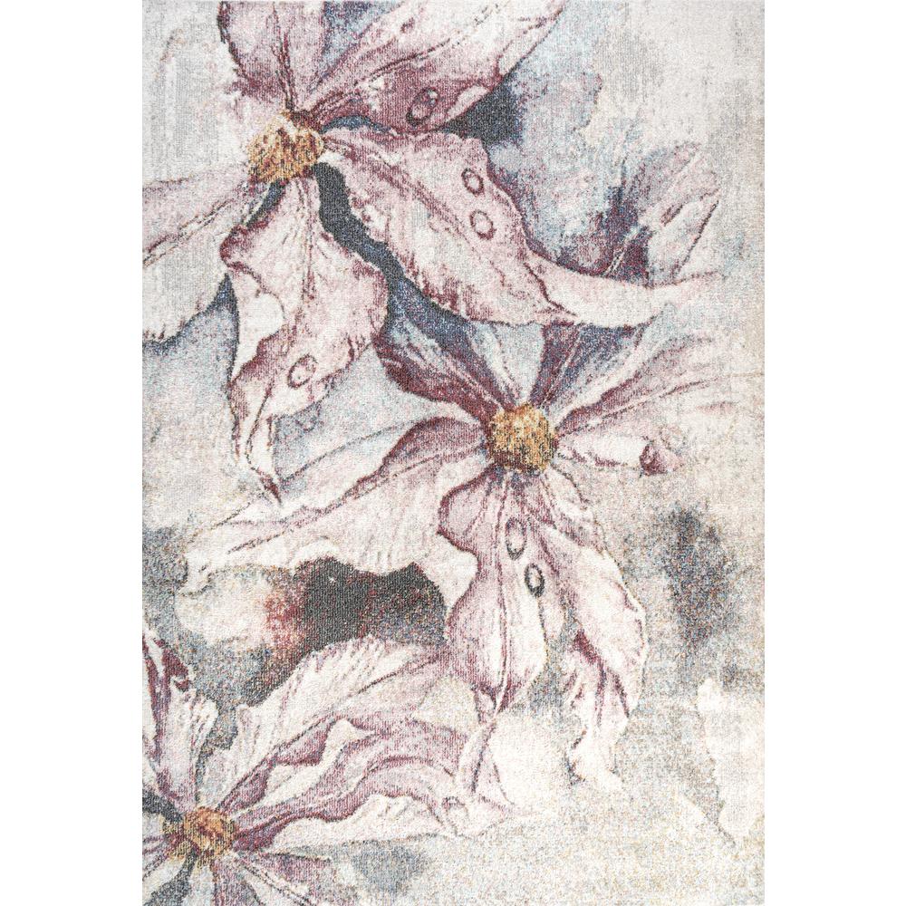 Pastello Modern Abstract Muted Flowers Area Rug. Picture 1