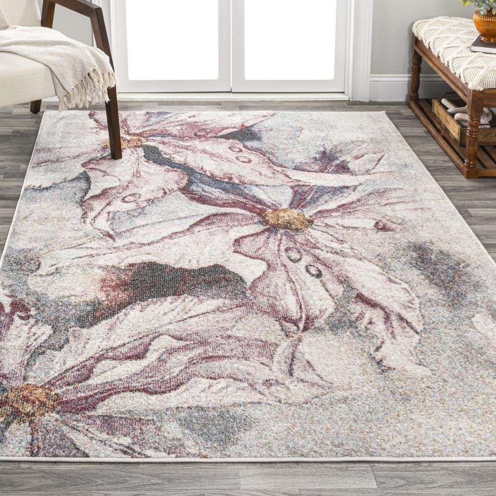 Pastello Modern Abstract Muted Flowers Area Rug. Picture 5