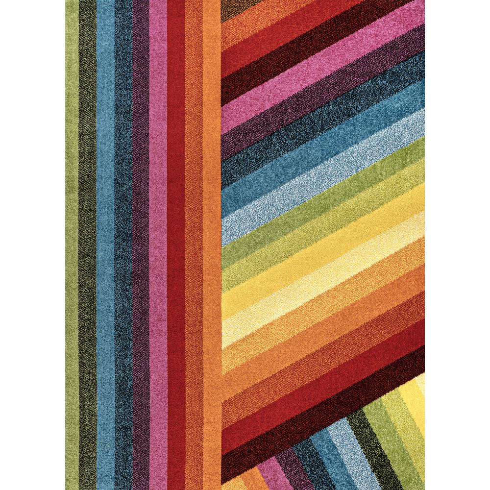 Retro Rainbow Contemporary Stripe Area Rug. Picture 1