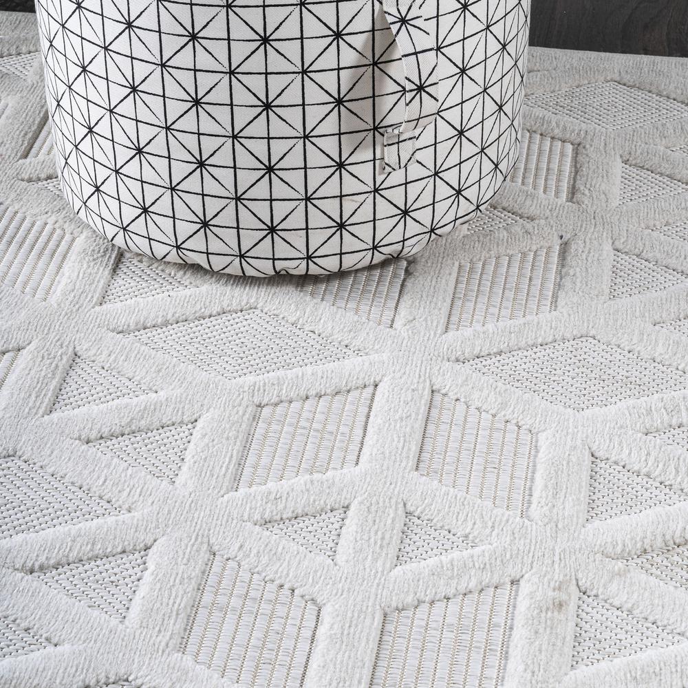 Talaia Neutral Geometric Indoor/Outdoor Area Rug. Picture 6