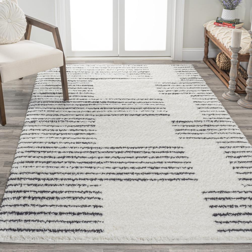 Petra Abstract Stripe Geometric Shag Area Rug. Picture 5