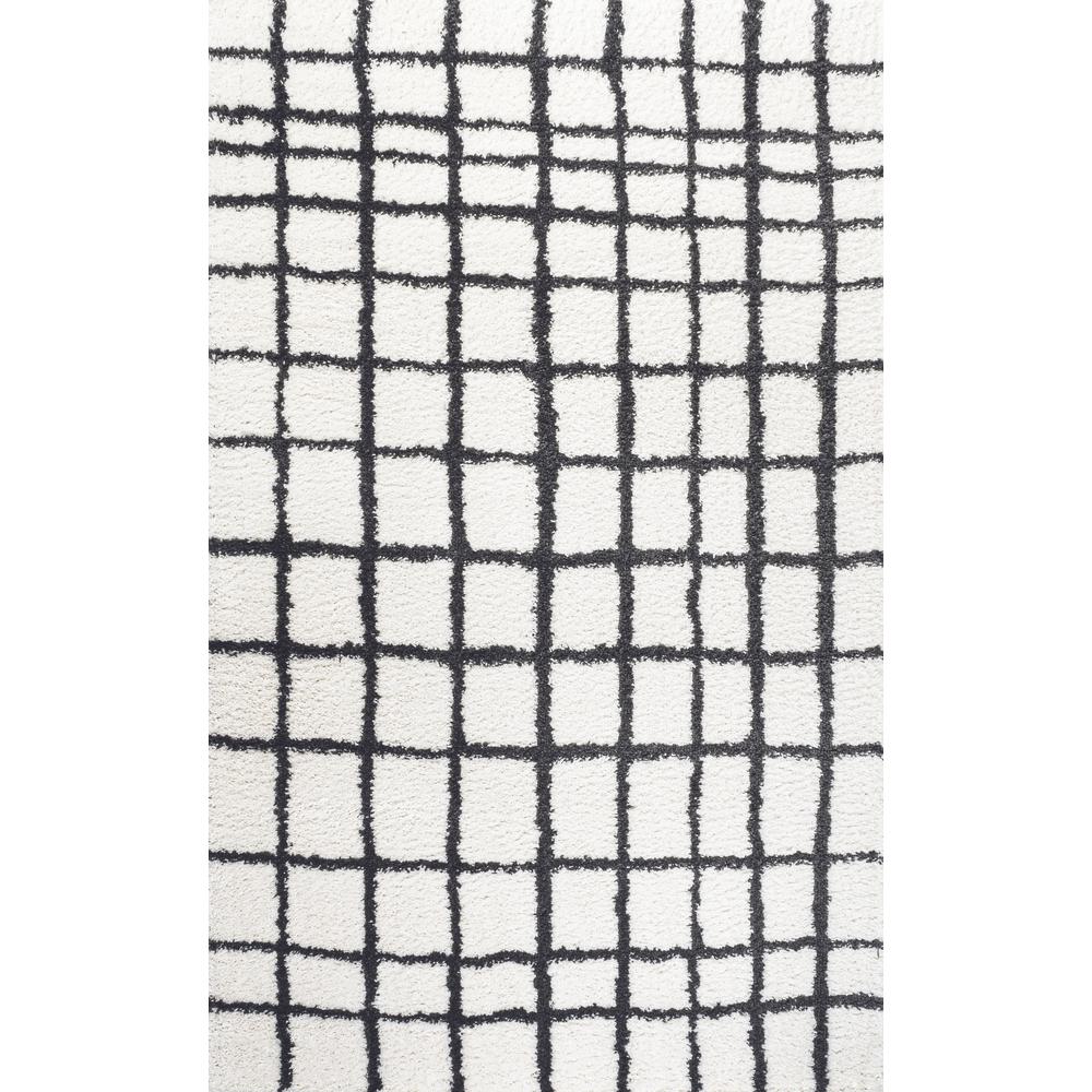 Arenal Geometric Grid Shag Area Rug. Picture 1