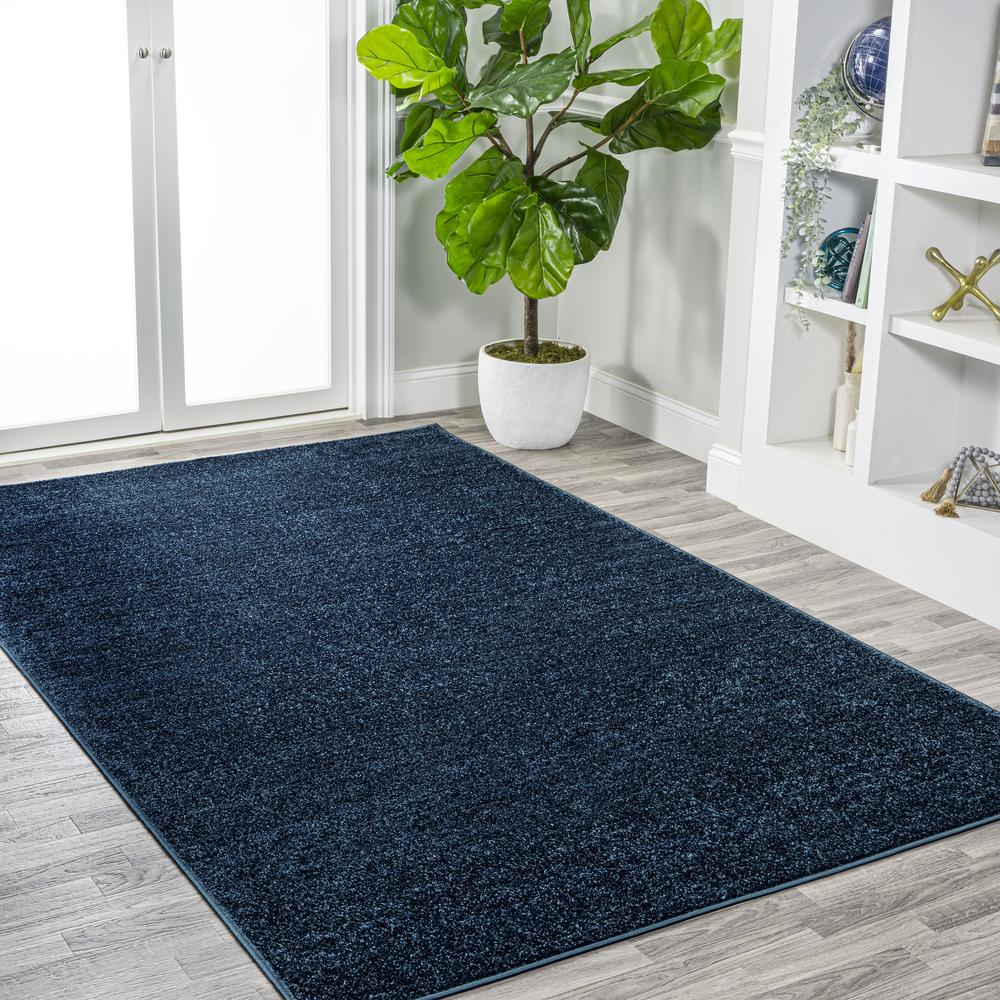 Haze Solid Low Pile Area Rug Navy. Picture 6