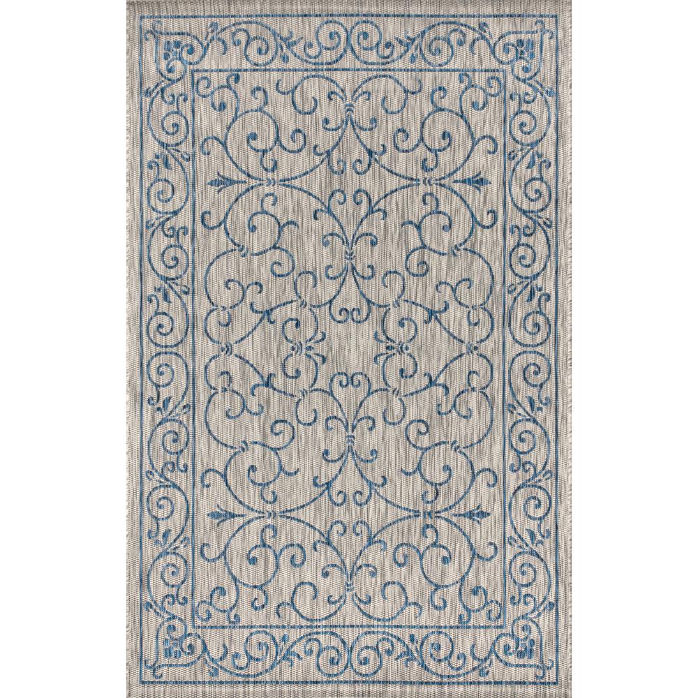 Charleston Vintage Filigree Textured Weave Indoor/Outdoor Area Rug. Picture 1