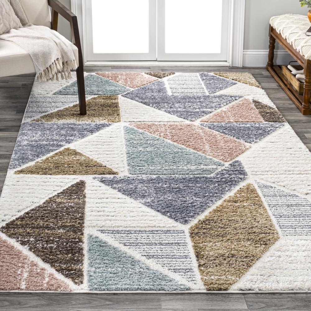 Aileen Geometric Scandi Colorblock Carved Area Rug. Picture 5