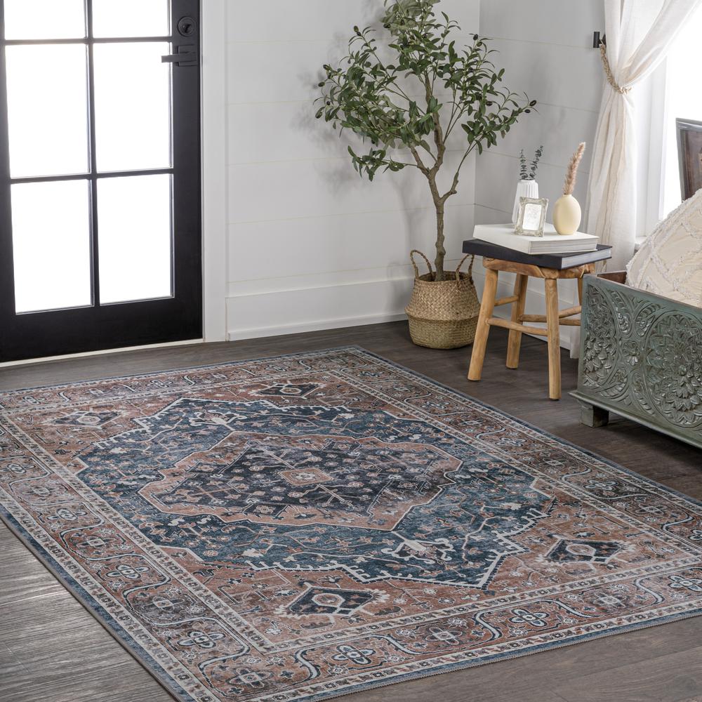 Alacati Ogee Medallion Machine-Washable Runner Rug. Picture 9