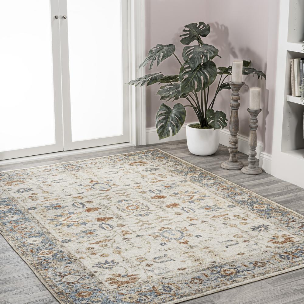 Edith Distressed Medallion Low-Pile Machine-Washable Runner Rug. Picture 9