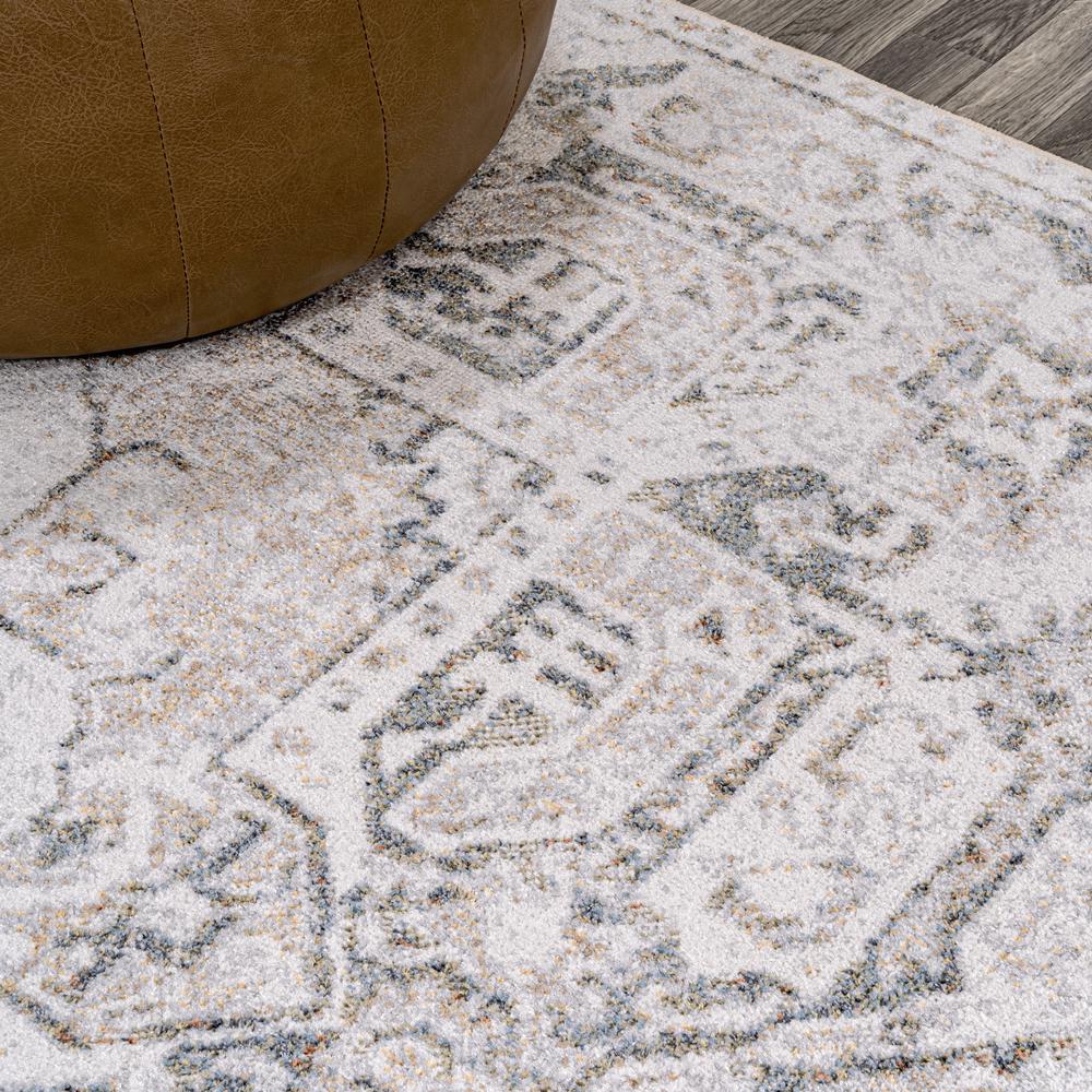 Keesha Bold Distressed Medallion Low-Pile Machine-Washable Runner Rug. Picture 3