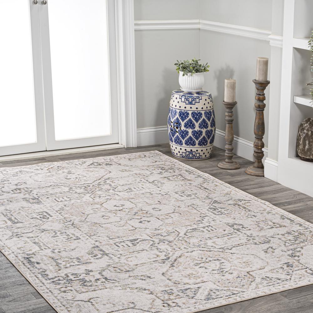 Keesha Bold Distressed Medallion Low-Pile Machine-Washable Runner Rug. Picture 9