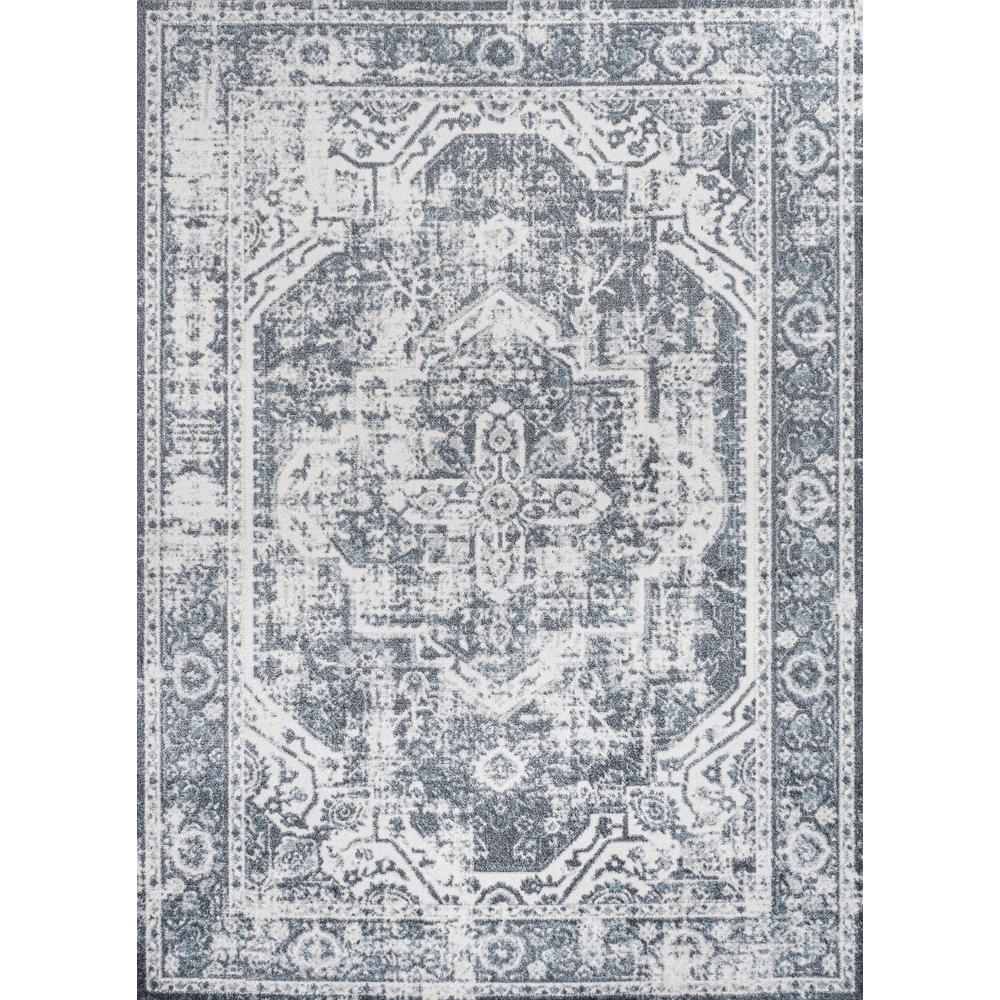 Edith Distressed Medallion Low-Pile Machine-Washable Area Rug. Picture 1