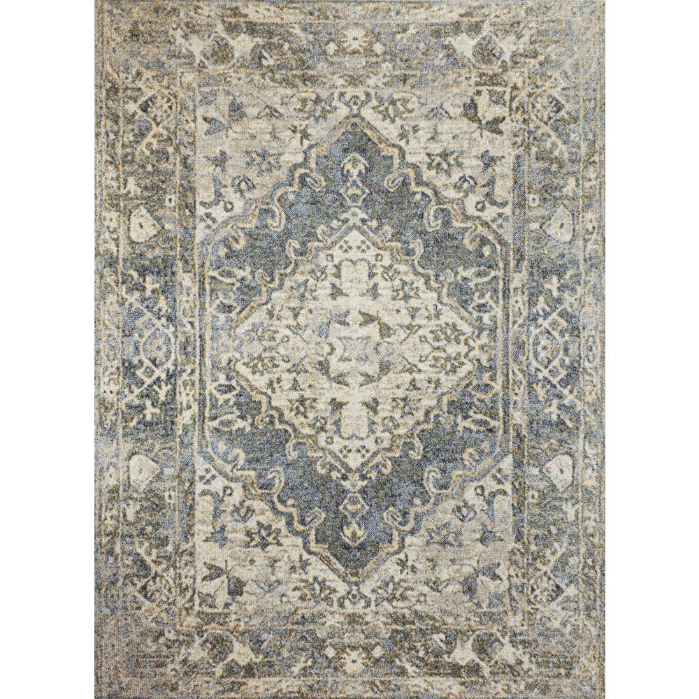 Pavel Distressed Medallion Low-Pile Machine-Washable Area Rug. Picture 1