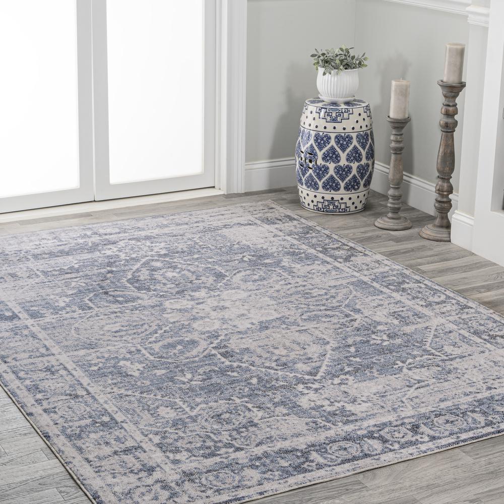 Shaii Global Medallion Low-Pile Machine-Washable Runner Rug. Picture 9