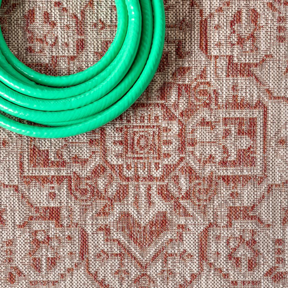 Sinjuri Medallion Textured Weave Indoor/Outdoor Area Rug. Picture 5