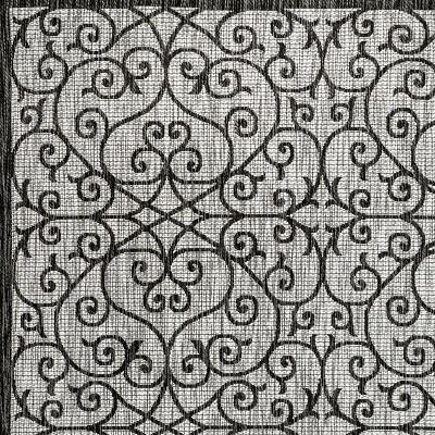Madrid Vintage Filigree Textured Weave Indoor/Outdoor Round Rug. Picture 12