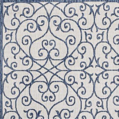 Madrid Vintage Filigree Textured Weave Indoor/Outdoor Round Rug. Picture 12