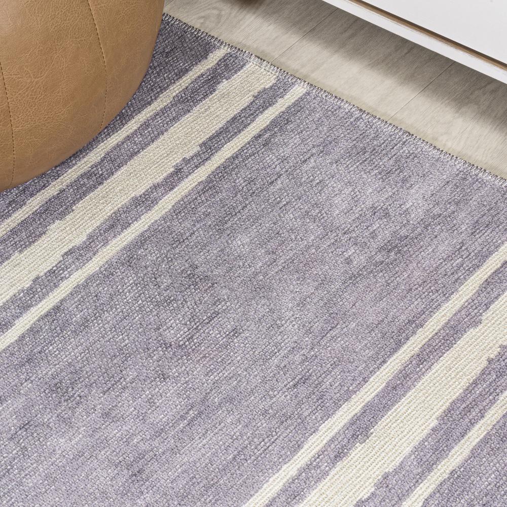 Bande Distressed Ticking Stripe Machine Washable Area Rug. Picture 8