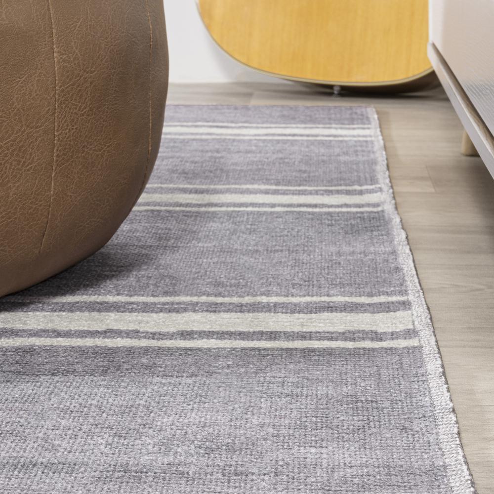 Bande Distressed Ticking Stripe Machine Washable Area Rug. Picture 9