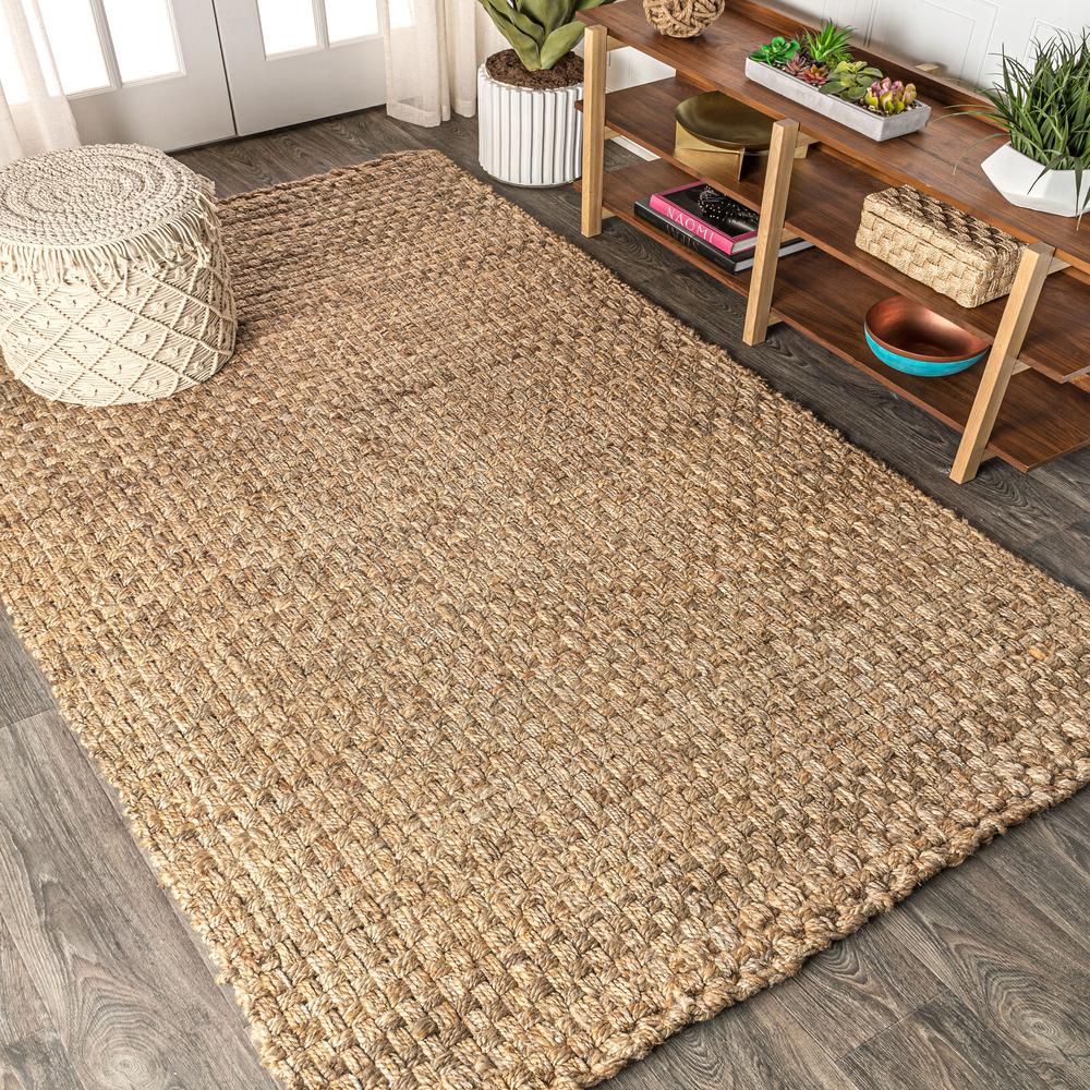 Estera Hand Woven Boucle Chunky Jute Area Rug. Picture 5