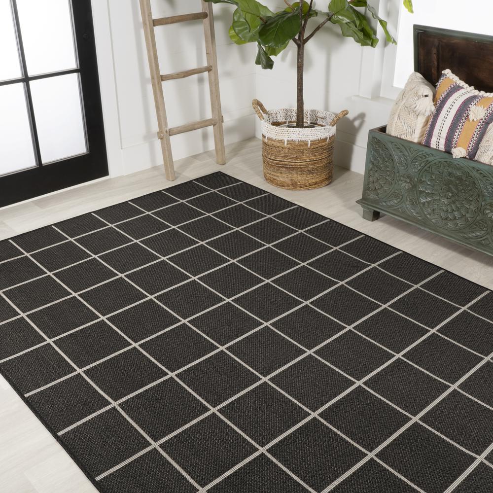Grid Modern Squares Indoor/Outdoor Area Rug. Picture 5