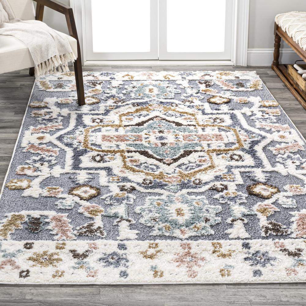 Aziza Persian Medallion High-Low Area Rug. Picture 5