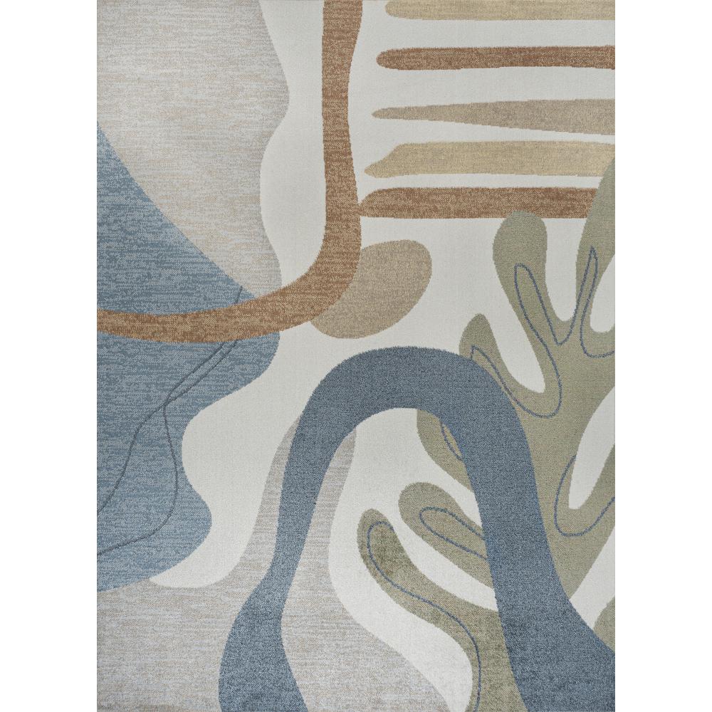 Weaver Abstract Coastal Watercolor Machine-Washable Runner Rug. Picture 1