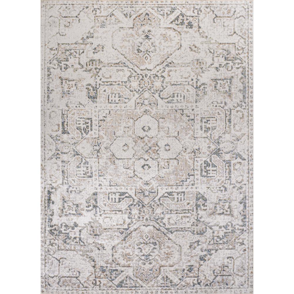 Keesha Bold Distressed Medallion Low-Pile Machine-Washable Runner Rug. Picture 1