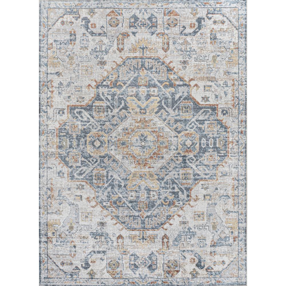 Brandy Rustic Border Low-Pile Machine-Washable Runner Rug. Picture 1