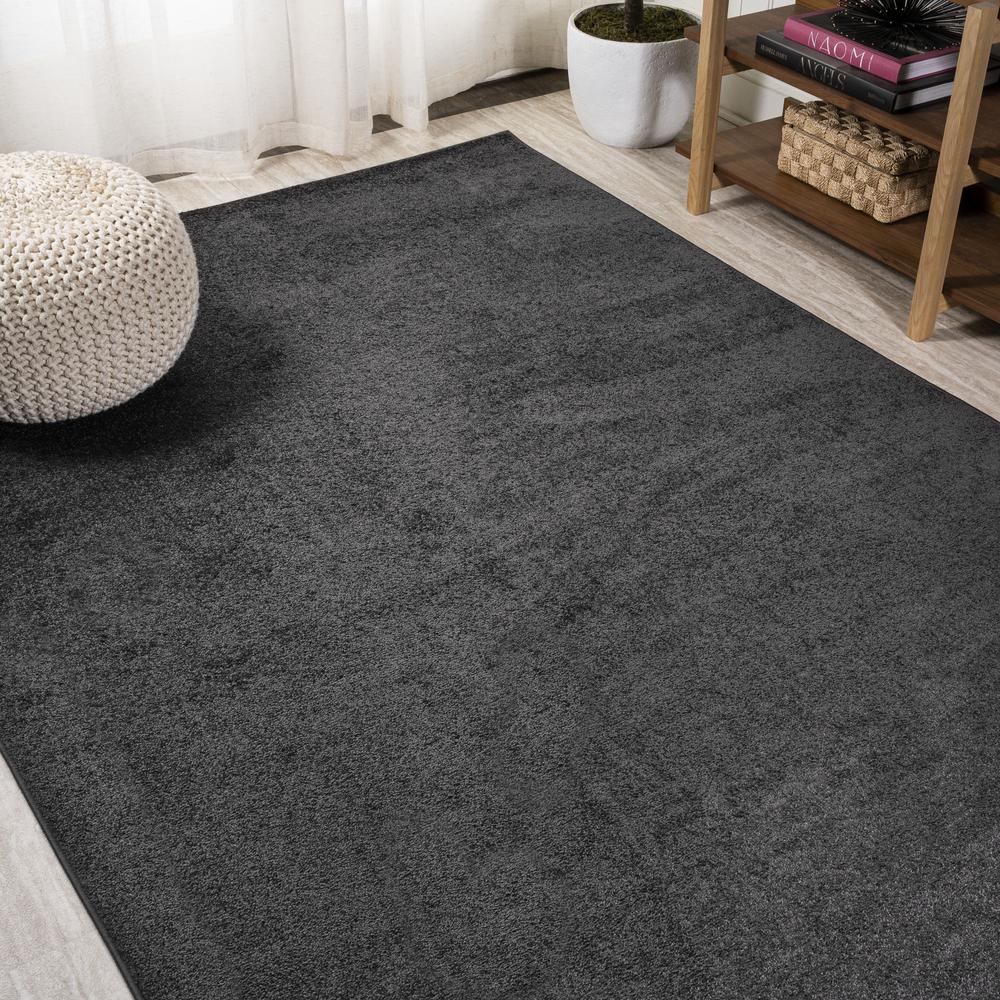 Haze Solid Low Pile Area Rug Black. Picture 14