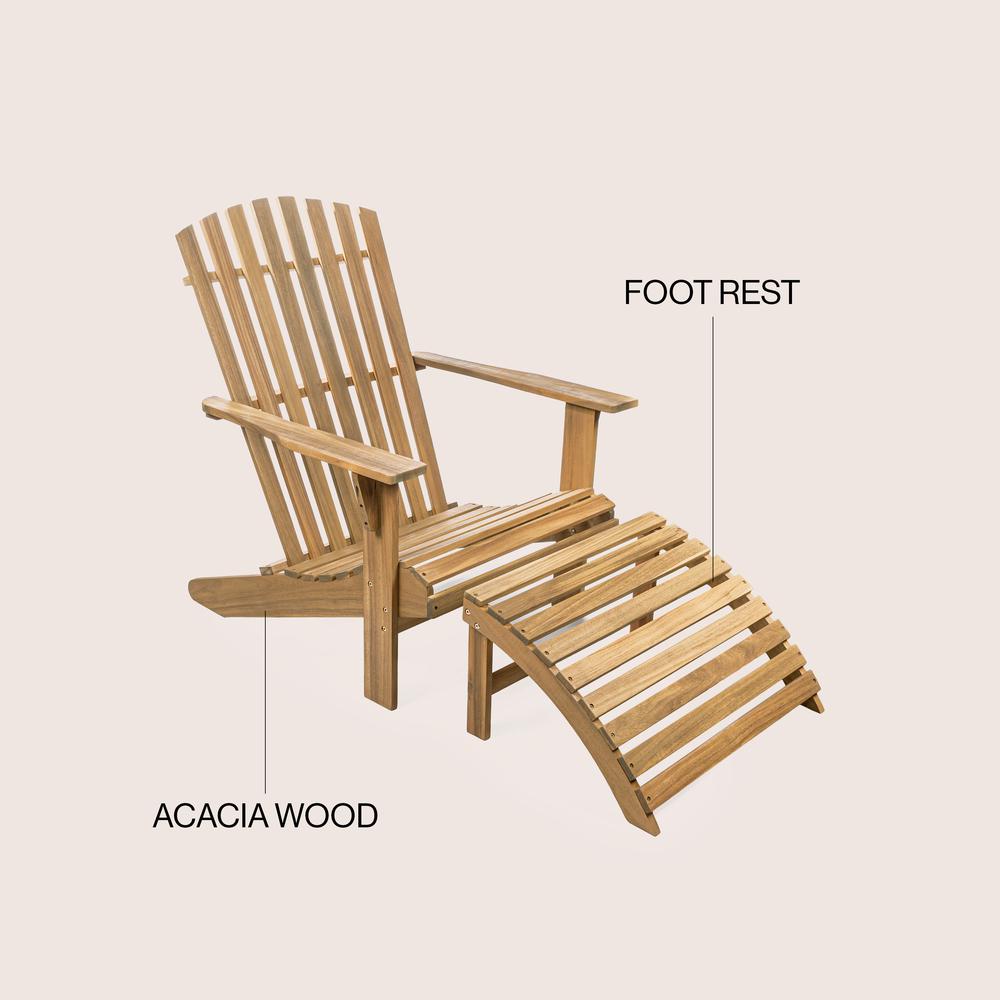 Saranac 2-Piece Traditional Rustic Acacia Wood Adirondack Chair. Picture 5