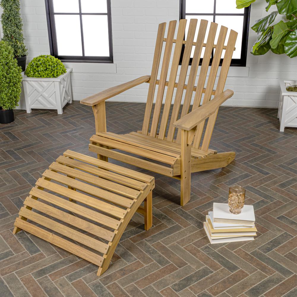 Saranac 2-Piece Traditional Rustic Acacia Wood Adirondack Chair. Picture 3
