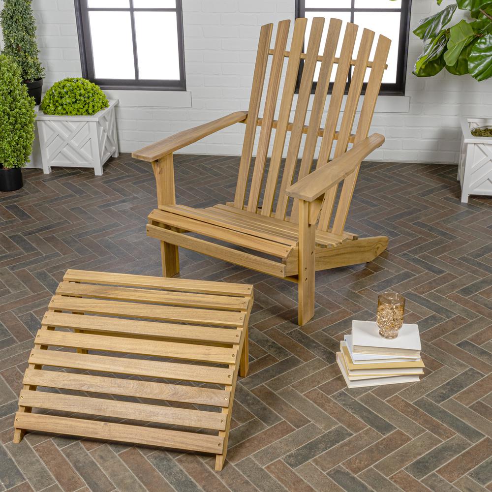 Saranac 2-Piece Traditional Rustic Acacia Wood Adirondack Chair. Picture 7