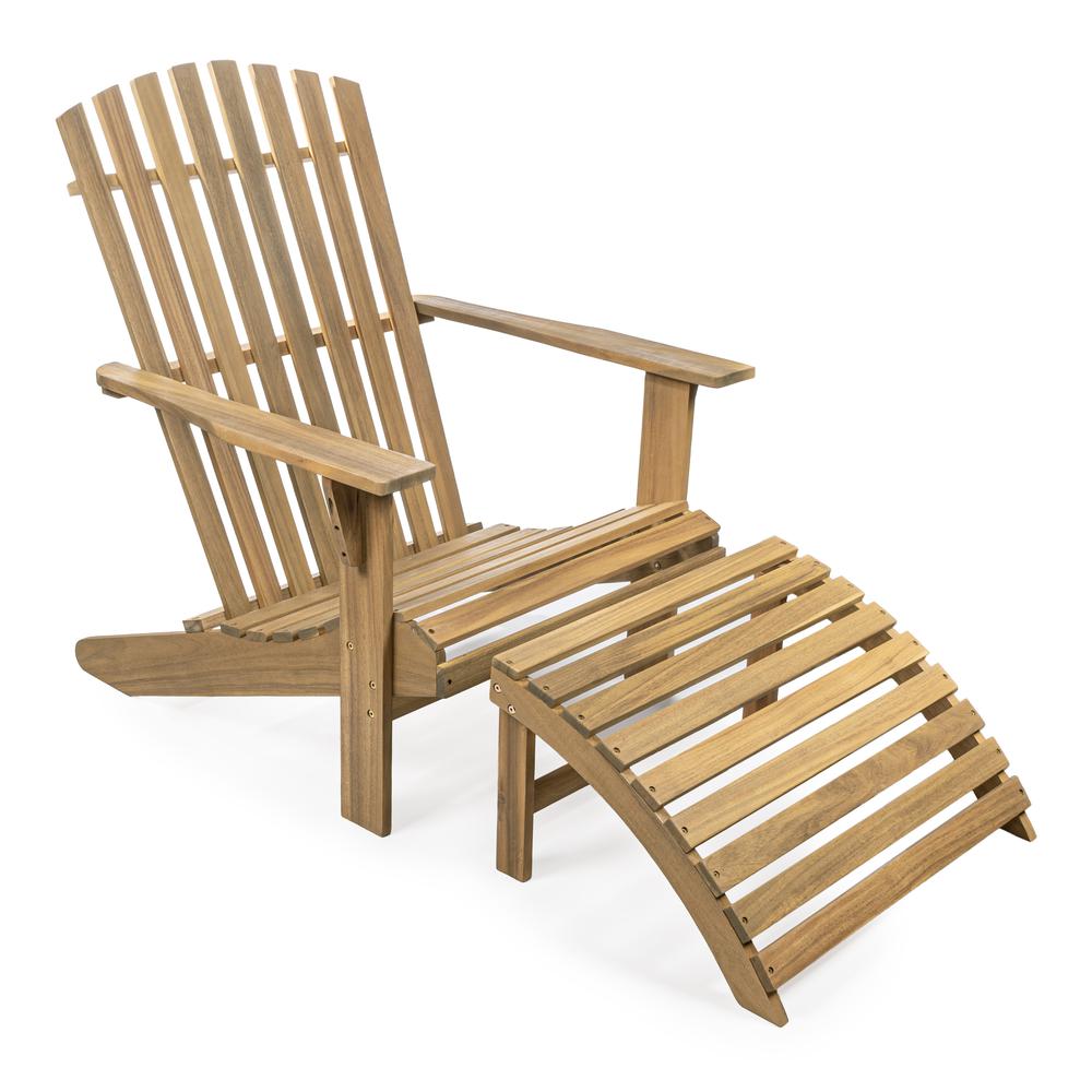 Saranac 2-Piece Traditional Rustic Acacia Wood Adirondack Chair. Picture 1