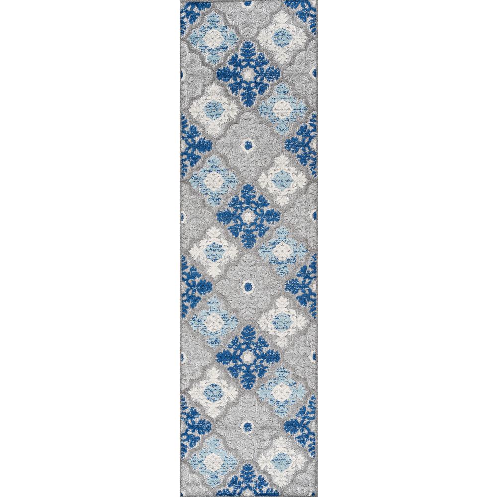 Cassis Ornate Ogee Trellis High-Low Indoor/Outdoor Area Rug. Picture 1