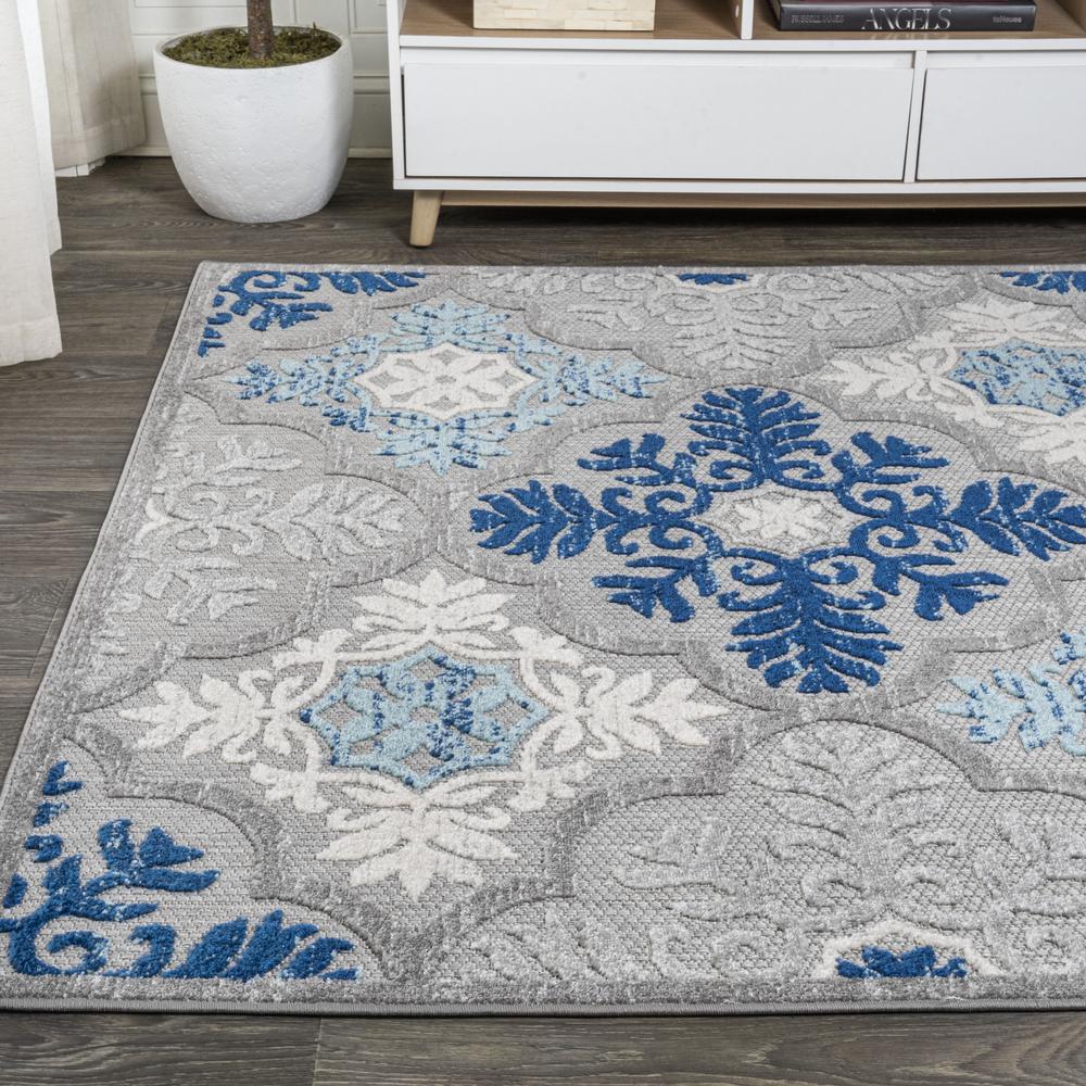 Cassis Ornate Ogee Trellis High-Low Indoor/Outdoor Area Rug. Picture 4