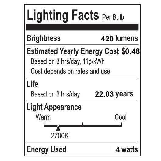 Classic Non-Dimmable G35 4-Watt LED Edison Glass Bulbs with E26 Base (Pack of 6). Picture 4