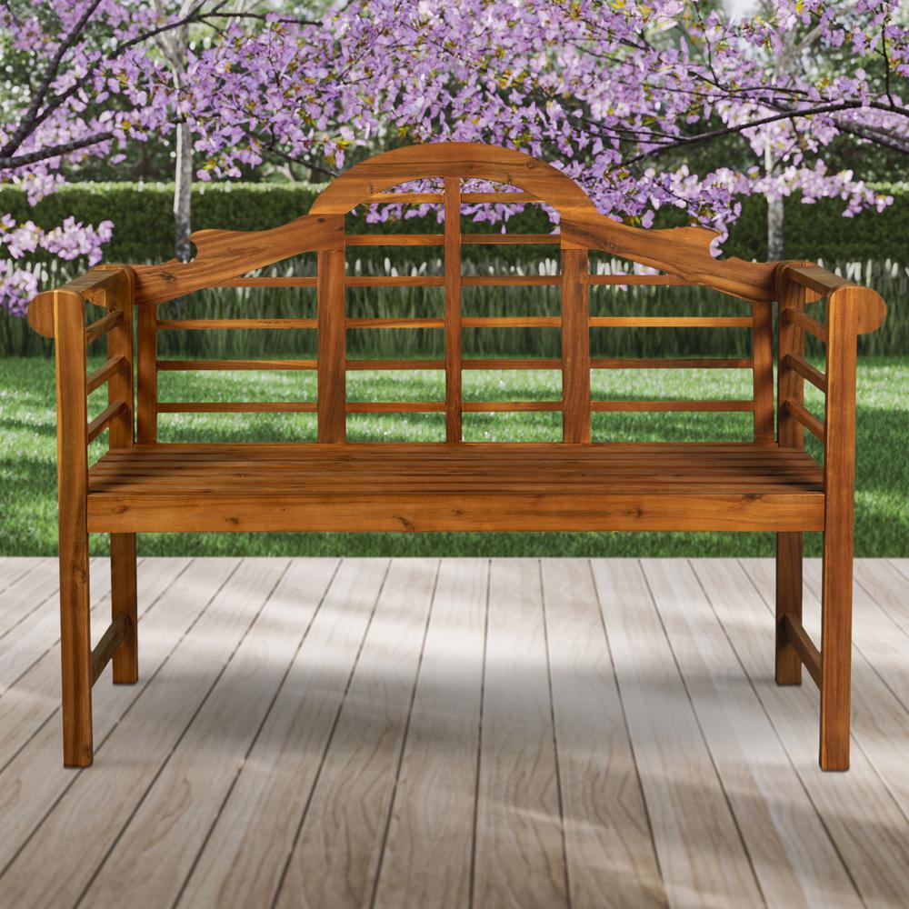 Lutyens Arched Acacia Wood Outdoor Garden Patio Bench. Picture 6