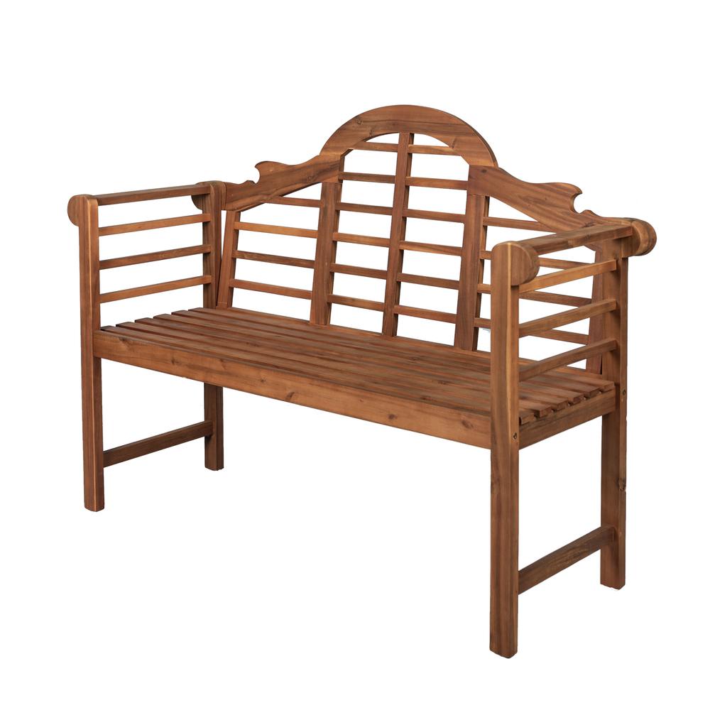 Lutyens Arched Acacia Wood Outdoor Garden Patio Bench. Picture 1