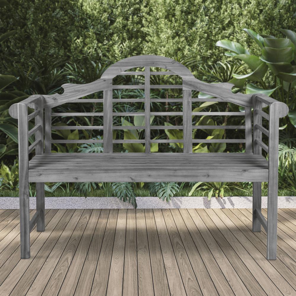 Lutyens Arched Acacia Wood Outdoor Garden Patio Bench. Picture 5