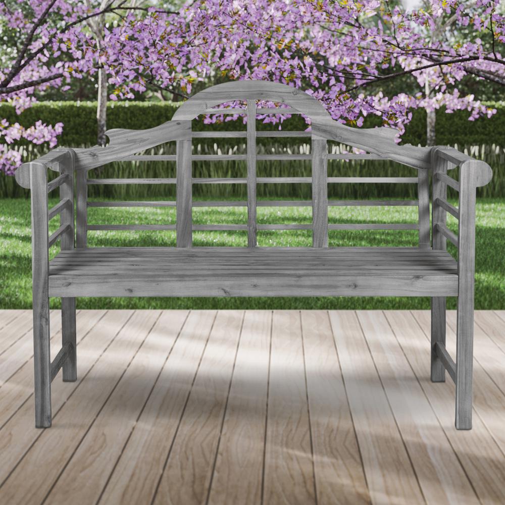 Lutyens Arched Acacia Wood Outdoor Garden Patio Bench. Picture 6