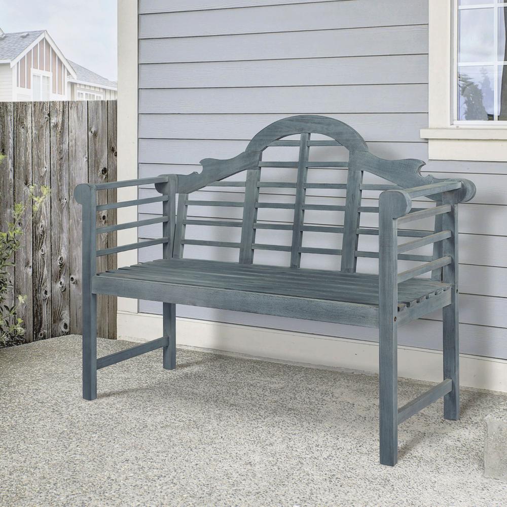 Lutyens Arched Acacia Wood Outdoor Garden Patio Bench. Picture 7